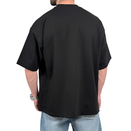 تیشرت ساده آستین کوتاه مردانه مشکی مدل پنبه دونخ