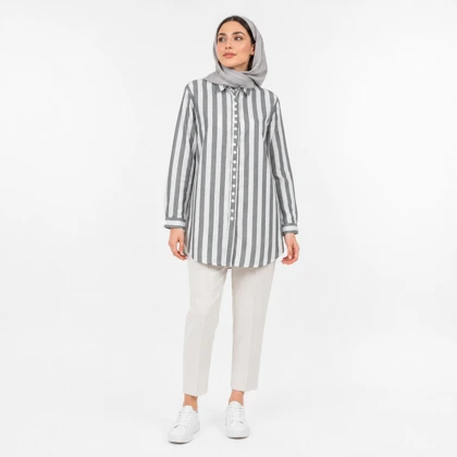 مانتو زنانه اسپرت راه راه کد 113