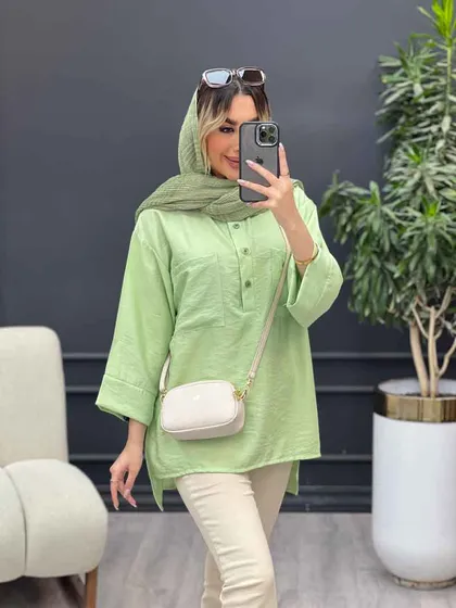 مانتو یقه سه دکمه جلو بسته