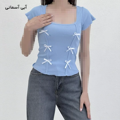 تیشرت کراپ زنانه پاپیون