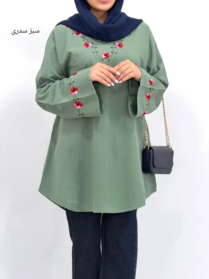 مانتو لینن گلدوزی نرگس کد 7033