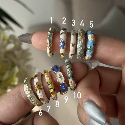 انگشتر مینایی باغ آبی