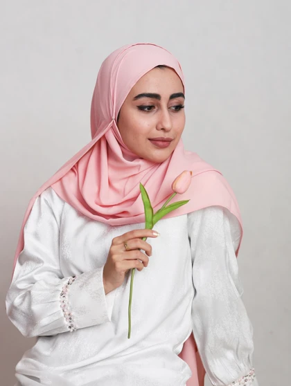 شال کرپ حریر گلبهی