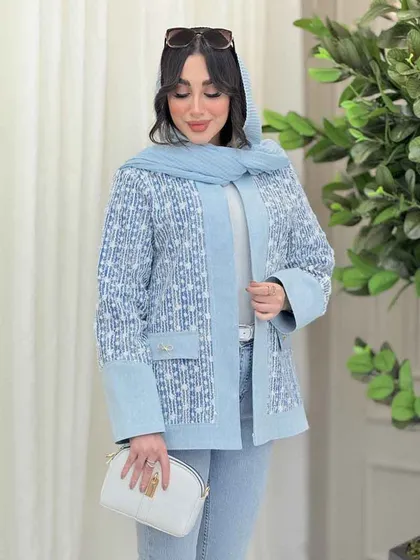 مانتو جین نواردوزی جیب سگک