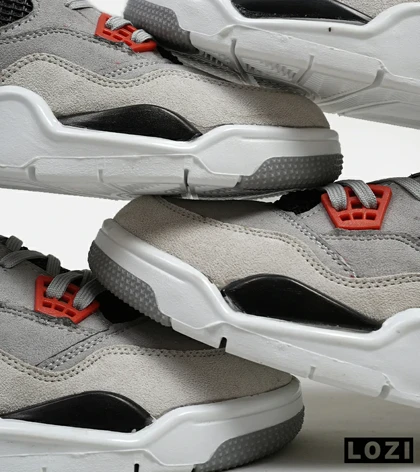 کتانی ساق‌دار بزرگ پا طوسی مشکی قرمز Nike air jordan 4