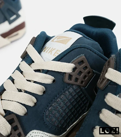 کتانی ساق‌دار زنانه و مردانه آبی سفید کرم Nike air jordan 4 مدل 6830