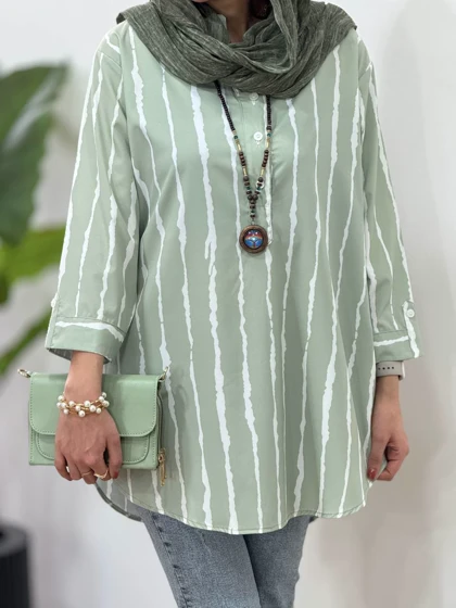 تونیک مانتویی جلوبسته پری کد 3031