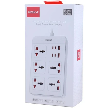 چند راهی برق هیسکا HISKA مدل CH-5521 با 5 سوکت و 6 پورت