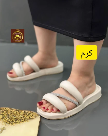 صندل دمپایی روفرشی زنانه حلقه نگین‌دار
