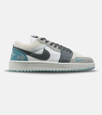 کفش کتانی مردانه و زنانه سفید طوسی آبی NIKE jordan 1 مدل 8783