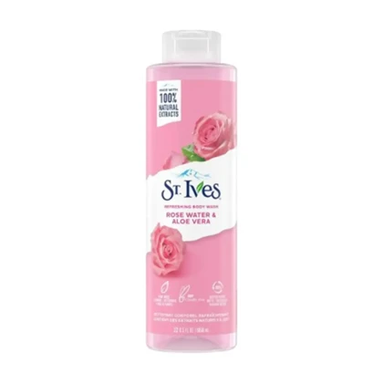 شامپو بدن کرمی مرطوب‌کننده اس تی.ایوز, مدل Rose Water & Aloe Vera مناسب انواع پوست حجم 650 میلی‌لیتر