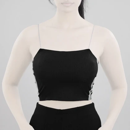 نیم‌تنه کاپ‌دار لیزری ورزشی زنانه مدل 5B0194 مشکی