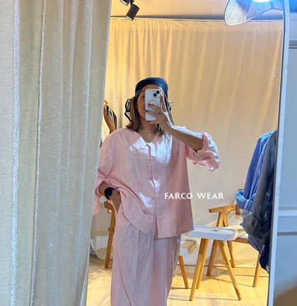 ست شومیز و شلوار لینن زنانه- استایل خنک و راحت کد 078