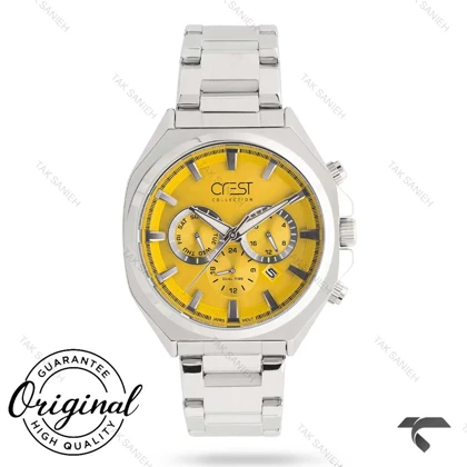 ساعت کرست مردانه 6307-5 استیل صفحه زرد Crest-10939-G
