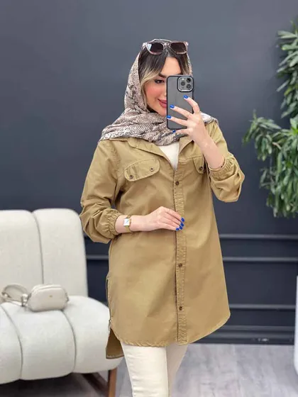مانتو جیب نما بغل زیپ طنین