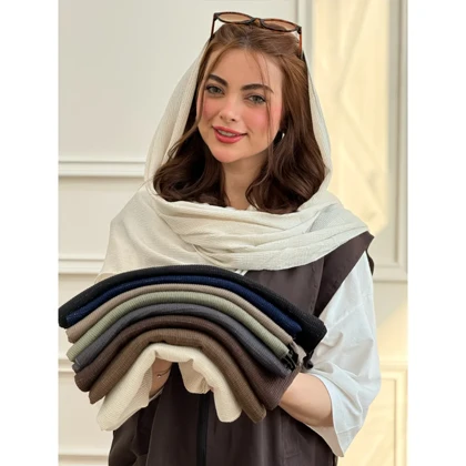 شال نخی پلیسه ساده لمه