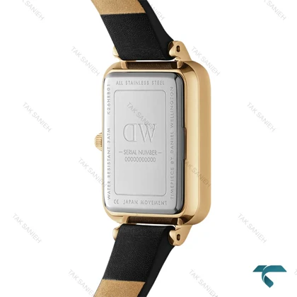 ساعت زنانه مستطیلی دنیل ولینگتون طلایی بند چرم DW-6651-L