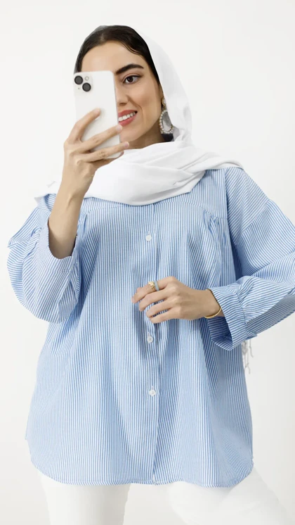 شومیز سینه چین راه راه