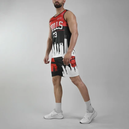 ست رکابی و شلوارک ورزشی مردانه شیکاگو بولز مدل PY-2B1926 مشکی