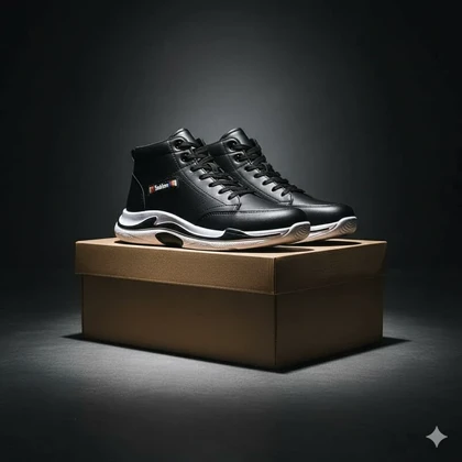 کفش ساق‌دار مردانه مشکی مدل EMTO