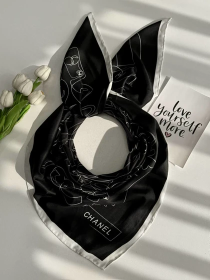 روسری Chanel ابریشم دور دست دوز (قواره 120) 30142