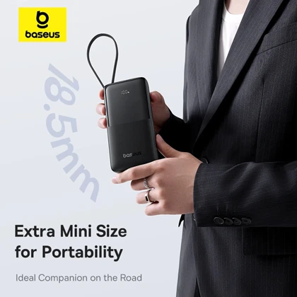 پاوربانک 10000 میلی‌آمپر USB و تایپ‌سی با کابل تایپ‌سی 20 وات بیسوس Baseus PPBD2-1W20 / P10077101113