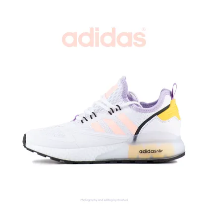 کتانی پیاده روی زنانه آدیداس سفید/رنگی - Adidas ZX 2K Boost White/Pink-Yellow-Purple