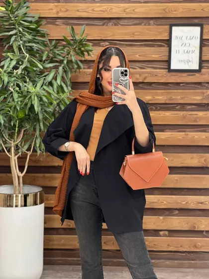 مانتو لینن یقه آمریکایی آستین پیله