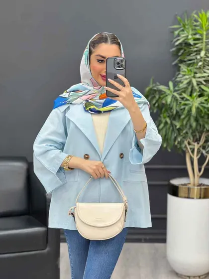 مانتو دو دکمه جیب نما