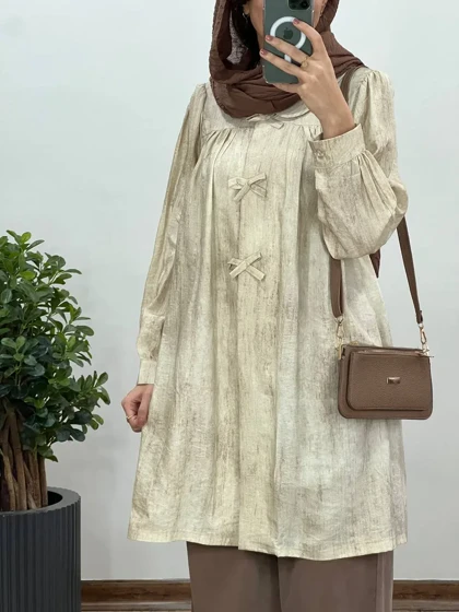 مانتو بلند دکمه دار پروانه 1