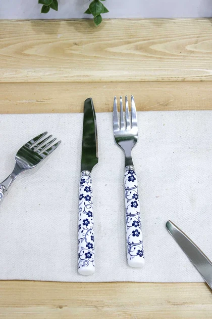 ست کارد و چنگال دنی هوم گل آبی / s66