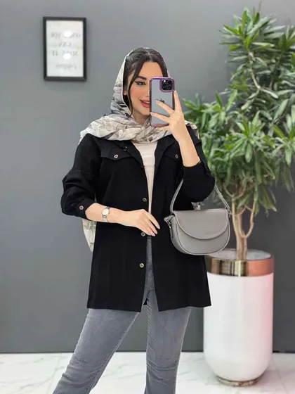 مانتو شومیزی جلودکمه جیب نما