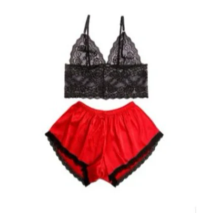 لباس خواب زنانه ساتن رنگ قرمز