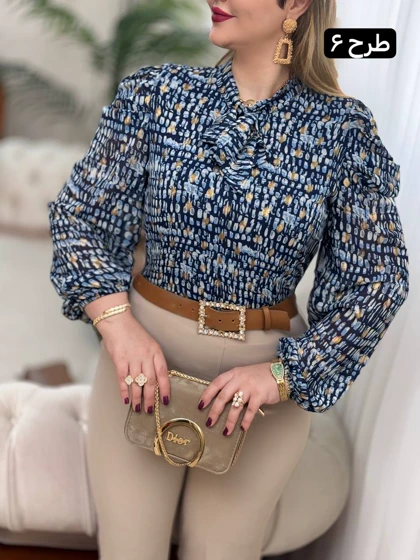 شومیز حریر آستین پف 2705