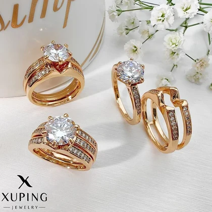 حلقه پشت حلقه سه لاین نگین‌دار مدل ژوپینگ Xuping