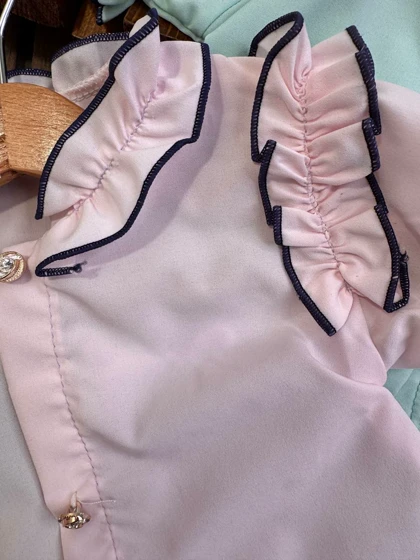 شومیز شلوارک یقه چین‌دار