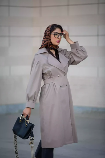 بارانی کتان بلند پشت کش
