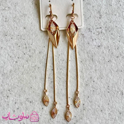 گوشواره آویز بلند زنانه برند ژوپینگ مدل لوزی کد 3998