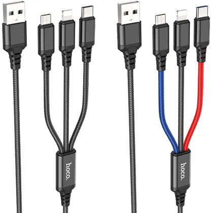 کابل شارژ سه سر هوکو HOCO مدل X76 Super یک متری 2 آمپر