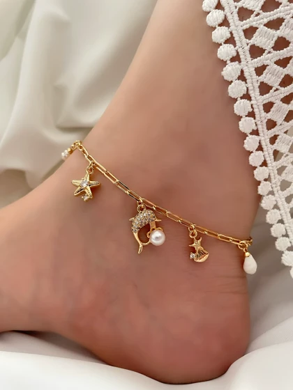 پابند آویز دلفین و صدف ysx