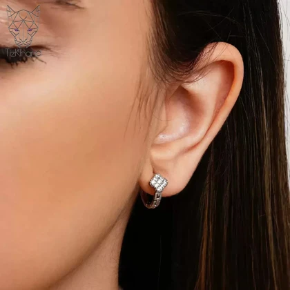 گوشواره حلقه‌ای ونکلیف نگین‌دار ژوپینگ