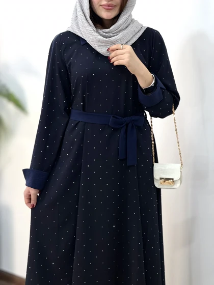 پیراهن مانتویی بلند نگین