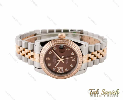 ساعت رولکس دیت جاست دورنگین زنانه Rolex-3258-L