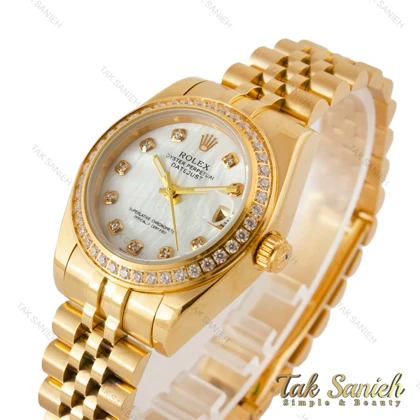 ساعت رولکس زنانه مدل دیت جاست طلایی دورنگین Rolex-4343-L