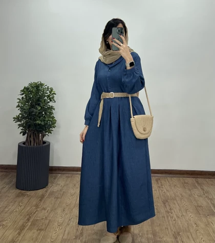 پیراهن مانتویی بلند بنفشه به همراه کمربند 2(ایراد دار)