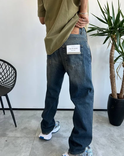 شلوار نیم بگ کثیفشور زاپ‌دار RAG&BONE
