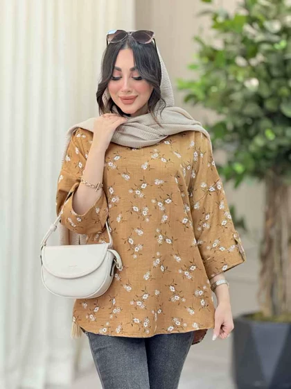 شومیز طرح گل آستین پاگن