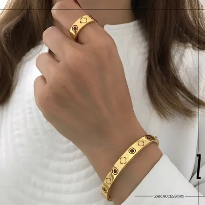 دستبند ونکلیف نگین رنگی