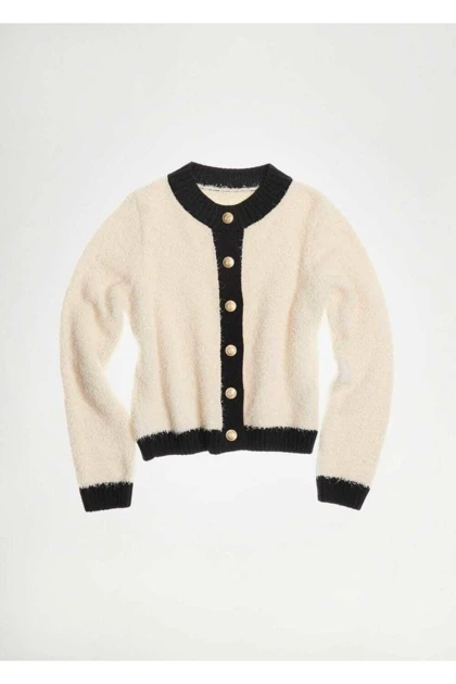 ژاکت کش باف پشمی زنانه اورجینال منگو mango