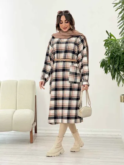 پیراهن چهارخونه تک جیب